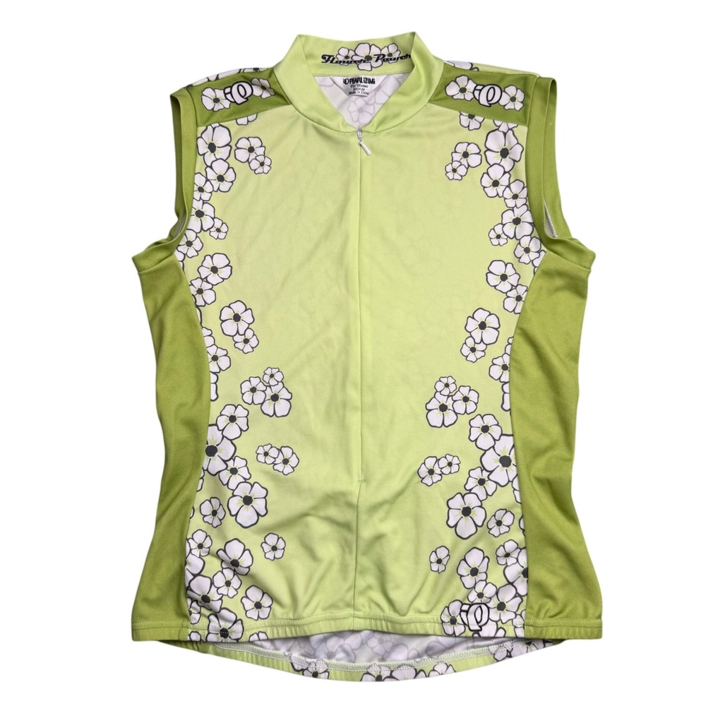 Pearl Izumi Flower Power Cycling Jersey Lime Green Floral Sleeveless Medium
